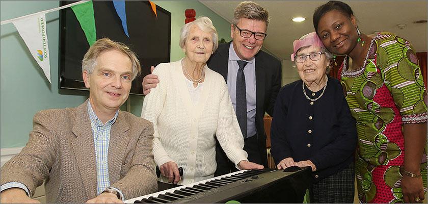Music in Hospitals and ScottishPower Foundation bring seasonal live music to elderly residents at Park Day Centre in Newtown