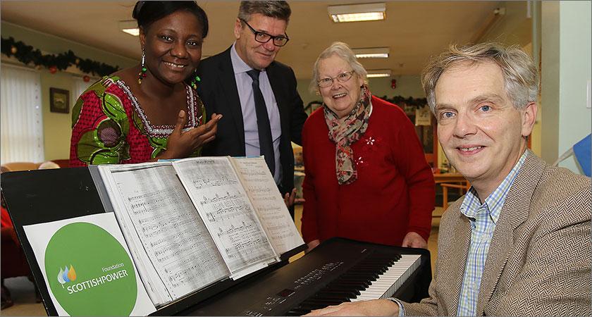 Music in Hospitals and ScottishPower Foundation bring seasonal live music to elderly residents at Park Day Centre in Newtown