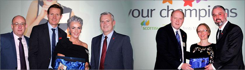 Photo: Left - 'Overall Champion' Roz Transfield. Right - Erin Cross' mum accepts the award for 'Appeal of the Year'