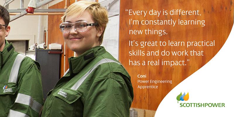 Quote from Coni, Power Engineering Apprentice: "Every day is different. I'm constantly learning new things. It's great to learn practical skills and do work that has a real impact."